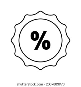 black line discount icon on white background