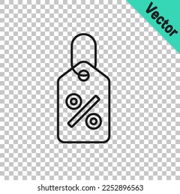 Black line Discount percent tag icon isolated on transparent background. Shopping tag sign. Special offer sign. Discount coupons symbol.  Vector