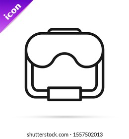Black line Diving mask icon isolated on white background. Extreme sport. Diving underwater equipment.  Vector Illustration