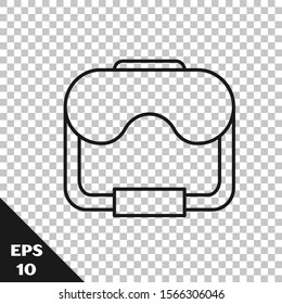 Black line Diving mask icon isolated on transparent background. Extreme sport. Diving underwater equipment.  Vector Illustration