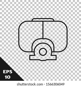 Black line Diving mask icon isolated on transparent background. Extreme sport. Diving underwater equipment.  Vector Illustration