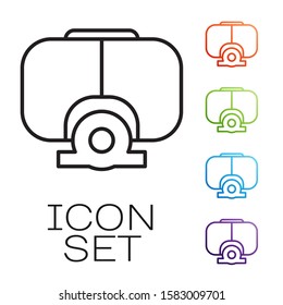 Black line Diving mask icon isolated on white background. Extreme sport. Diving underwater equipment. Set icons colorful. Vector Illustration