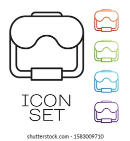 Black line Diving mask icon isolated on white background. Extreme sport. Diving underwater equipment. Set icons colorful. Vector Illustration