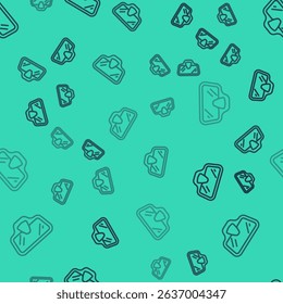 Black line Diving mask icon isolated seamless pattern on green background. Extreme sport. Diving underwater equipment.  Vector