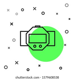 Black line Diving watch icon isolated on white background. Diving underwater equipment.  Vector Illustration