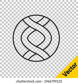 Black line DNA symbol icon isolated on transparent background. Genetic engineering, genetics testing, cloning, paternity testing.  Vector