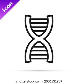 Black line DNA symbol icon isolated on white background.  Vector