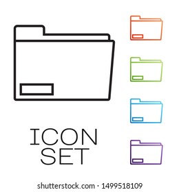 Black line Document folder icon isolated on white background. Accounting binder symbol. Bookkeeping management. Set icons colorful. Vector Illustration