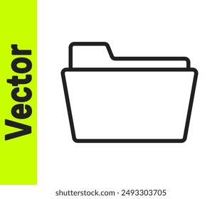 Línea negra Icono de carpeta de documento aislado sobre fondo blanco. Símbolo de cuaderno contable. Gestión contable.  Ilustración vectorial
