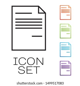 Black line Document icon isolated on white background. File icon. Checklist icon. Business concept.  Set icons colorful. Vector Illustration