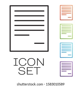 Black line Document icon isolated on white background. File icon. Checklist icon. Business concept. Set icons colorful. Vector Illustration
