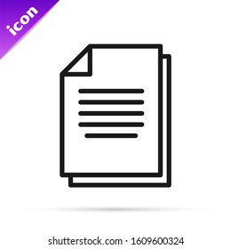 Black line Document icon isolated on white background. File icon. Checklist icon. Business concept.  Vector Illustration