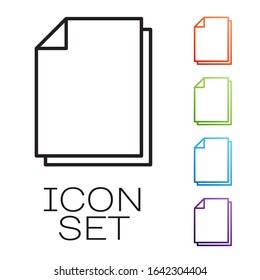 Black line Document icon isolated on white background. File icon. Checklist icon. Business concept. Set icons colorful. Vector Illustration
