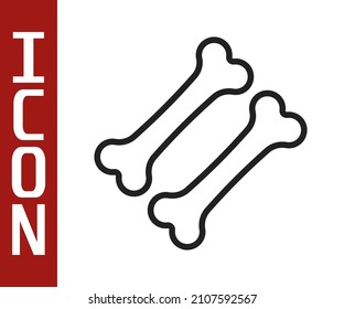 Black line Dog bone icon isolated on white background. Pets food symbol.  Vector