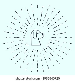 Black line Dog icon isolated on grey background. Abstract circle random dots. Vector