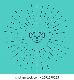 Black line Dog zodiac sign icon isolated on green background. Astrological horoscope collection. Abstract circle random dots. Vector Illustration