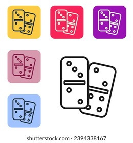 Black line Domino icon isolated on white background. Set icons in color square buttons. Vector