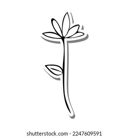 Doodle de la línea negra Flor. Estilo de caricatura dibujado a mano. Ilustración vectorial para decorar, colorear y cualquier diseño.