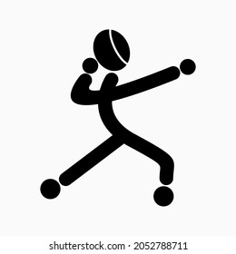 black line and dot icon. body movement pose in free swaying style