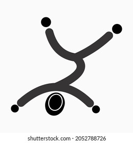 black line and dot icon. body movement pose in somersault style