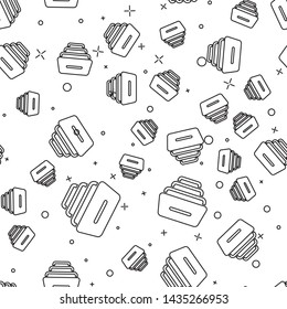 Black line Drawer with documents icon isolated seamless pattern on white background. Archive papers drawer. File Cabinet Drawer. Office furniture.  Vector Illustration