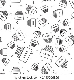 Black line Drawer with documents icon isolated seamless pattern on white background. Archive papers drawer. File Cabinet Drawer. Office furniture.  Vector Illustration