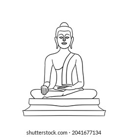 Black Line Drawing Buddhavesak Dayvector Illustration Stock Vector ...