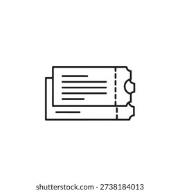 Black line drawing of a cinema ticket stub on white background