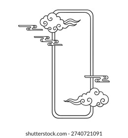 Black Line Drawing Of Cloud Like Smoke Flowing Through Rectangular Frame With Directional Arrows