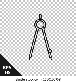 Black line Drawing compass icon isolated on transparent background. Compasses sign. Drawing and educational tools. Geometric instrument.  Vector Illustration - Powered by Shutterstock - Get 15% off with code: PIKWIZARD15