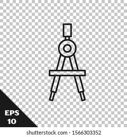 Black line Drawing compass icon isolated on transparent background. Compasses sign. Drawing and educational tools. Geometric instrument.  Vector Illustration - Powered by Shutterstock - Get 15% off with code: PIKWIZARD15