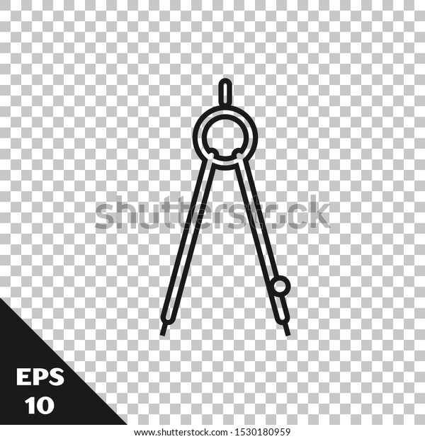 Black line Drawing\
compass icon isolated on transparent background. Compasses sign.\
Drawing and educational tools. Geometric instrument.  Vector\
Illustration