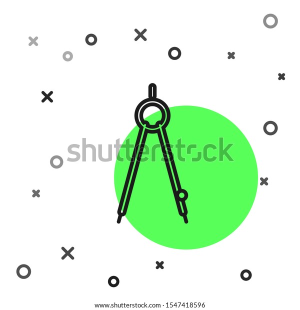 Black line Drawing compass icon isolated on\
white background. Compasses sign. Drawing and educational tools.\
Geometric instrument.  Vector\
Illustration