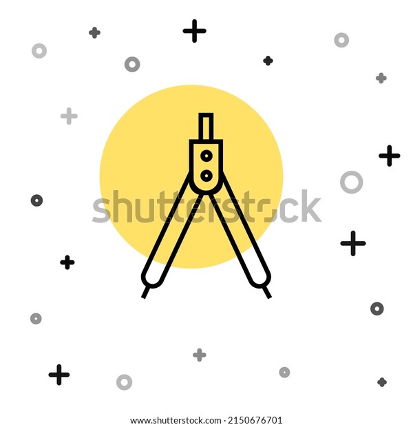 Black line Drawing\
compass icon isolated on white background. Compasses sign. Drawing\
and educational tools. Geometric instrument. Random dynamic shapes.\
Vector Illustration