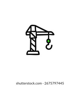 Dibujo de línea negra de una grúa de construcción