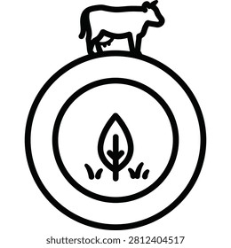 Black line drawing cow