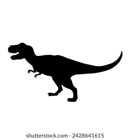 black line drawing dinosaur walking.Vector illustration isolated on white.