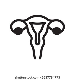 Black line drawing of the female reproductive system