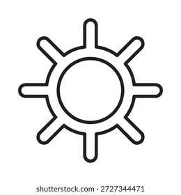 a black line drawing of a gear or cog