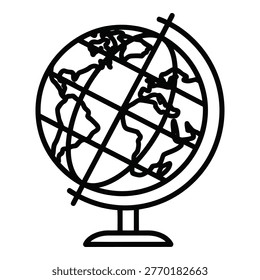 Black line drawing globe