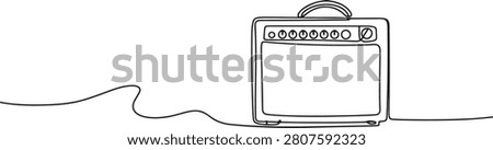 Black line drawing of a guitar amplifier with cord