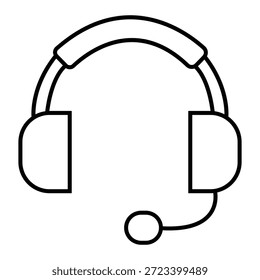 Dibujo de línea negra de un auricular con micrófono
