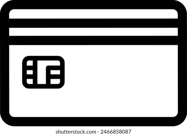 Black line drawing icon of credit card with IC chip