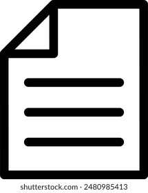 Black line drawing icon of a piece of horizontal paper