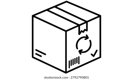 Black line drawing of package box
