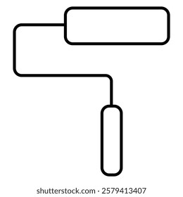 Black line drawing paint roller, tool for applying paint to walls and other surfaces. Simple format painter icon.