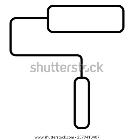 Black line drawing paint roller, tool for applying paint to walls and other surfaces. Simple format painter icon.