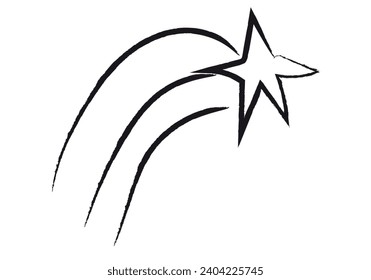 Dibujo de línea negra que representa una estrella fugaz.