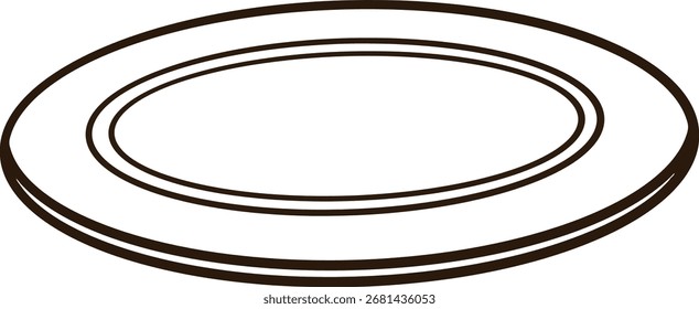 Desenho de linha preta de um tapete redondo