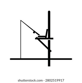 A black line drawing